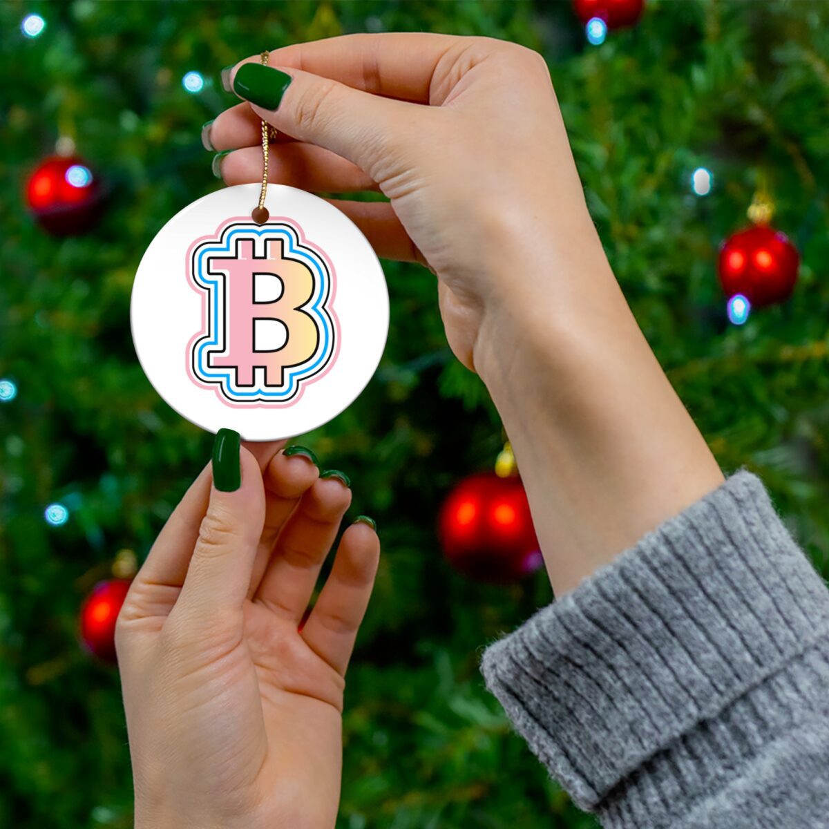Bitcoin Ceramic Ornament, 4 Shapes - Image 3