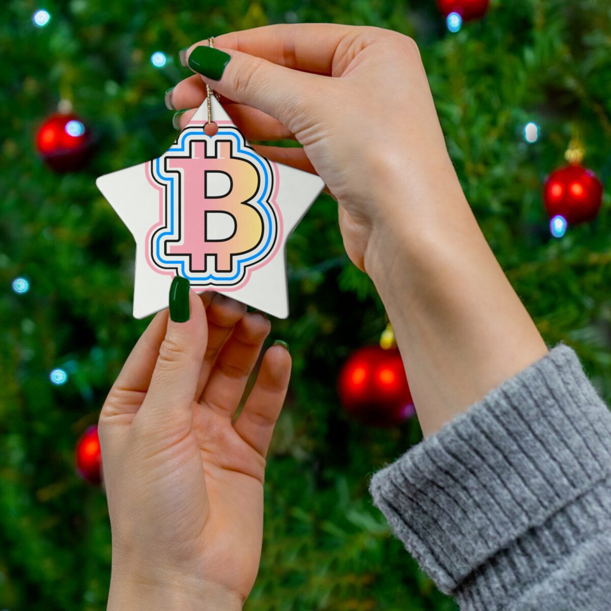 Bitcoin Ceramic Ornament, 4 Shapes - Image 6
