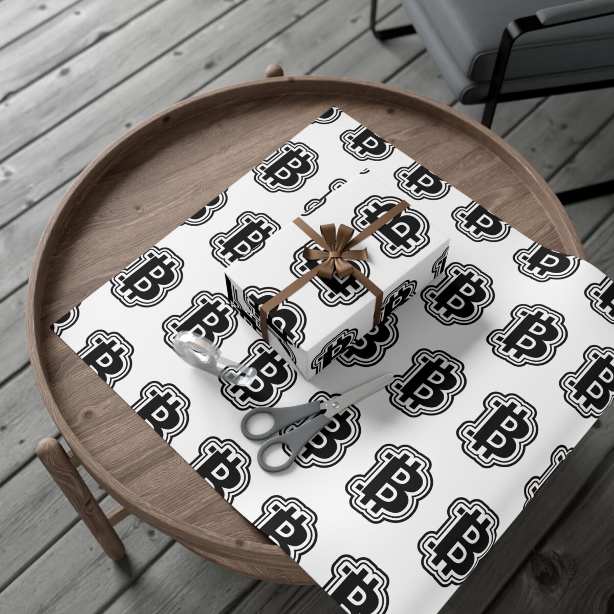 Black & White Bitcoin Wrapping Paper โ Minimalist Crypto Gift Wrap - Image 3