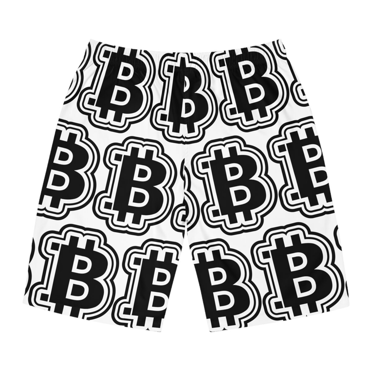 Swaggy Black & White Bitcoin Board Shorts - Image 2
