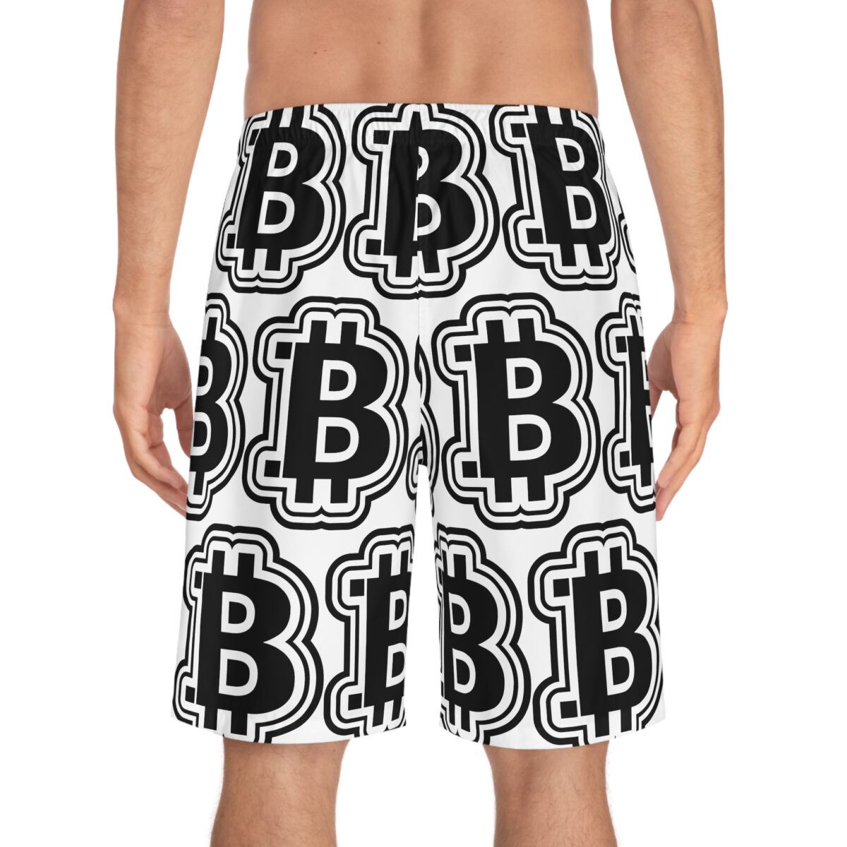 Swaggy Black & White Bitcoin Board Shorts - Image 4