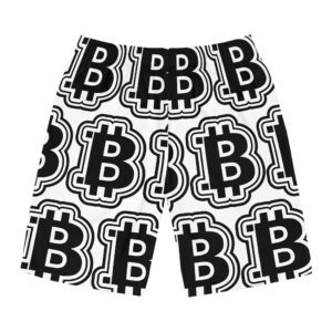 Swaggy Black & White Bitcoin Board Shorts