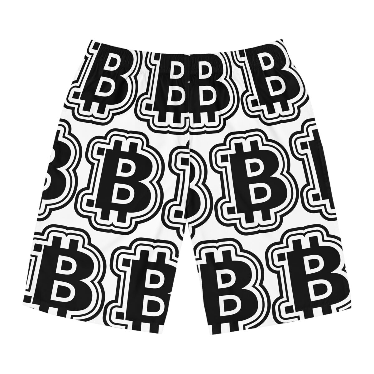 Swaggy Black & White Bitcoin Board Shorts