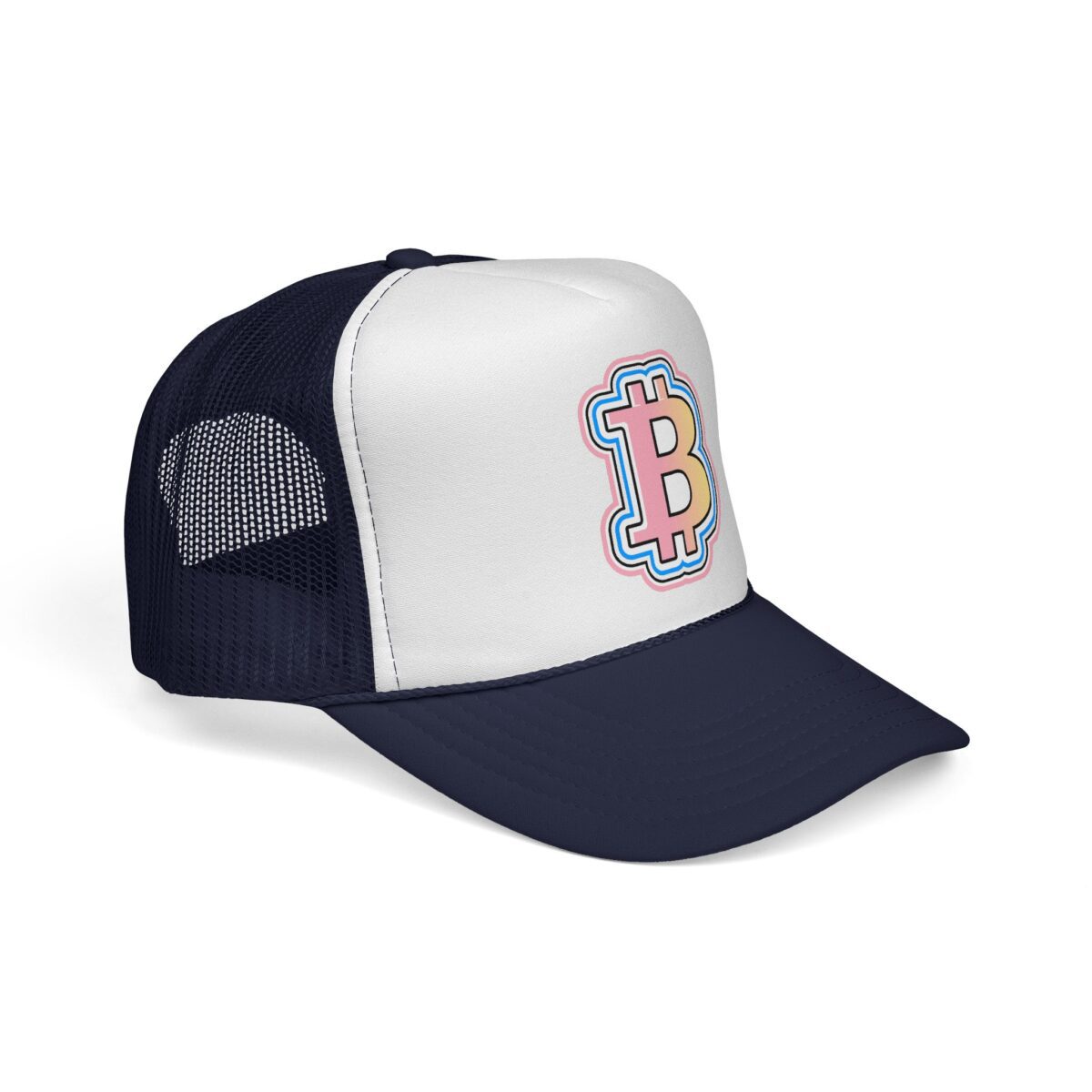 Bitcoin Patch Trucker Cap — Retro Pastel Crypto Logo Mesh Hat - Image 5