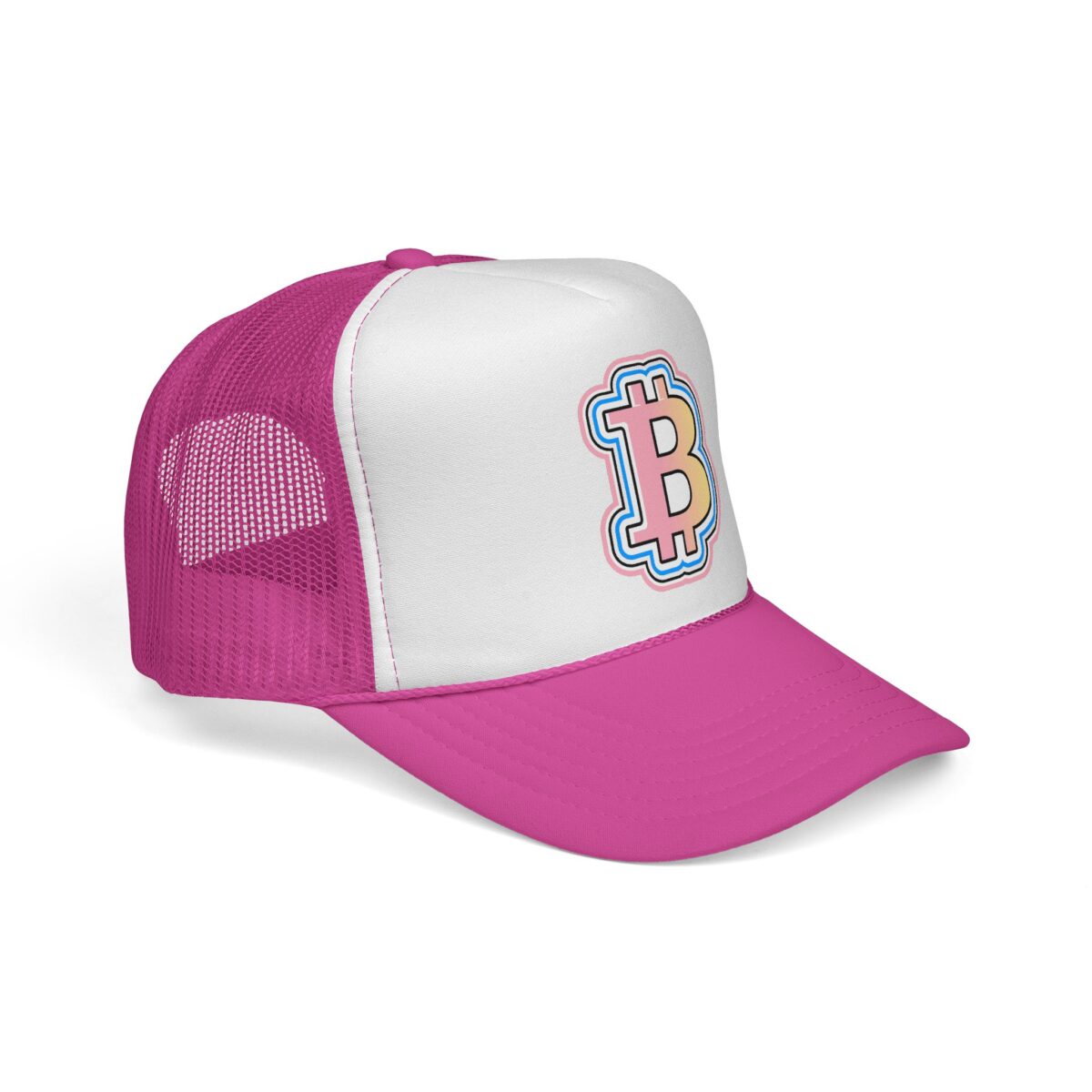 Bitcoin Patch Trucker Cap — Retro Pastel Crypto Logo Mesh Hat - Image 7
